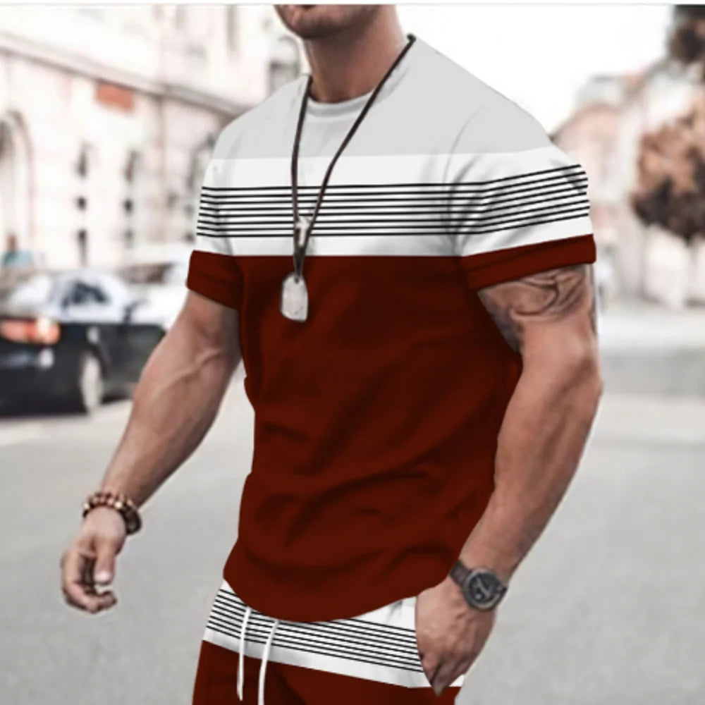 2023 New Men's T-shirt Checked Printed Oversized Loose Men's Top Holiday Casual Clothing Daily Outing Short-sleeved T-shirt Soft