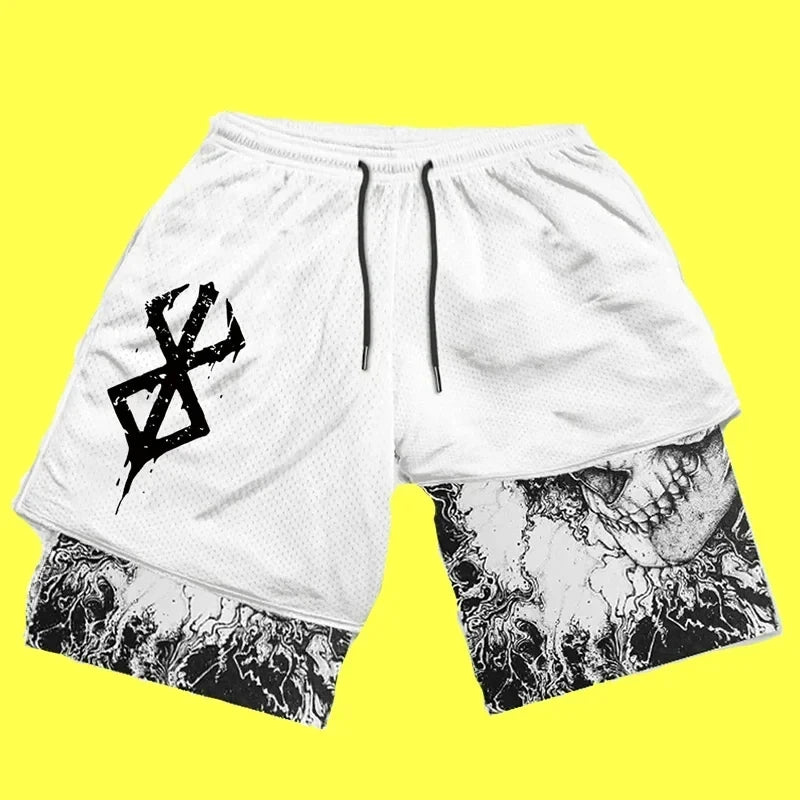 New Summer Men Streetwear Anime High Waist Oversize Breathable Gym Short Pants Training Fitness Workout Track Shorts Clothes