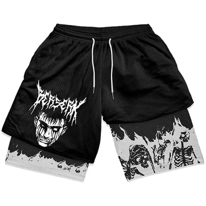 New Summer Men Streetwear Anime High Waist Oversize Breathable Gym Short Pants Training Fitness Workout Track Shorts Clothes