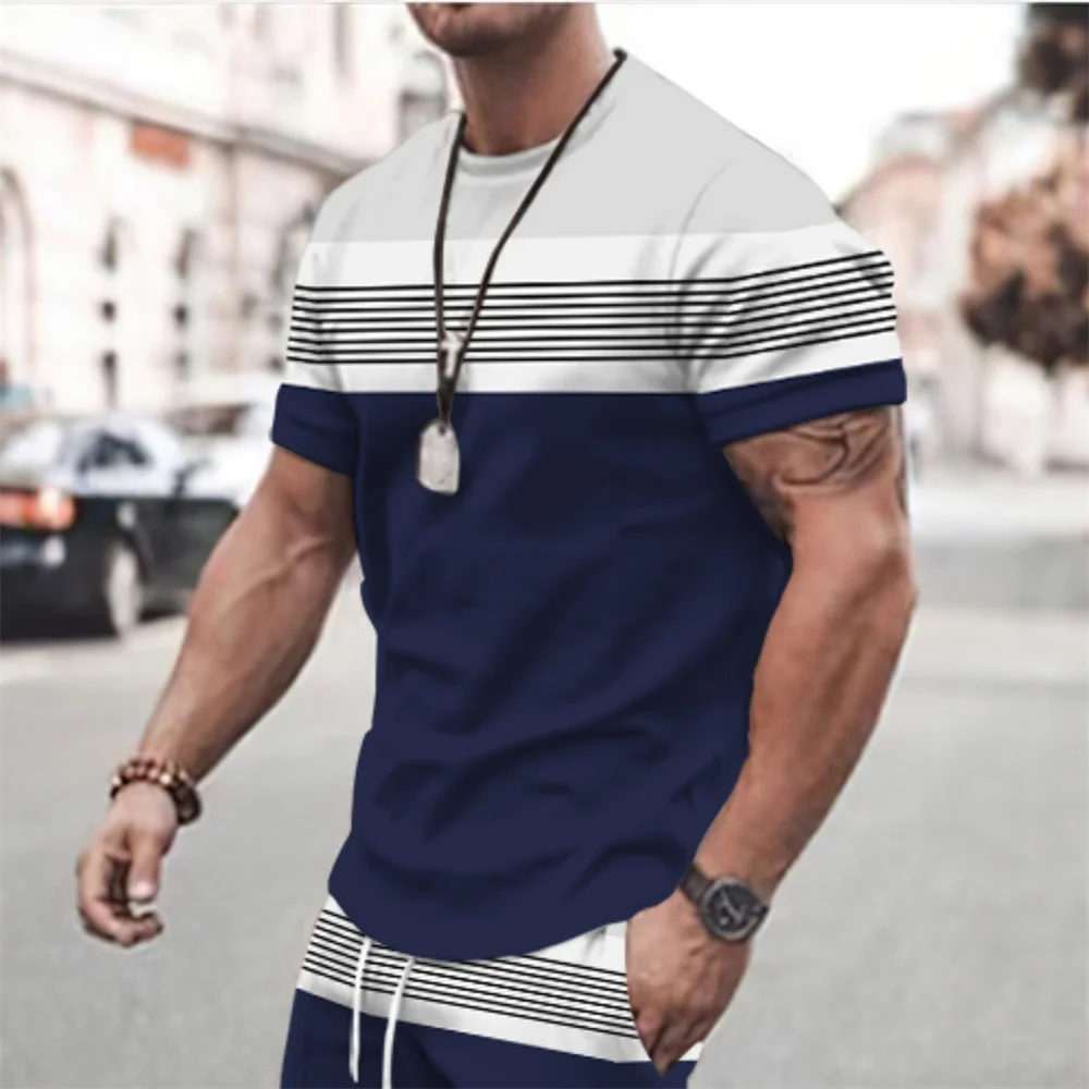 2023 New Men's T-shirt Checked Printed Oversized Loose Men's Top Holiday Casual Clothing Daily Outing Short-sleeved T-shirt Soft