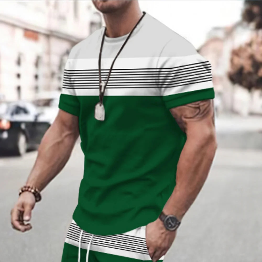 2023 New Men's T-shirt Checked Printed Oversized Loose Men's Top Holiday Casual Clothing Daily Outing Short-sleeved T-shirt Soft