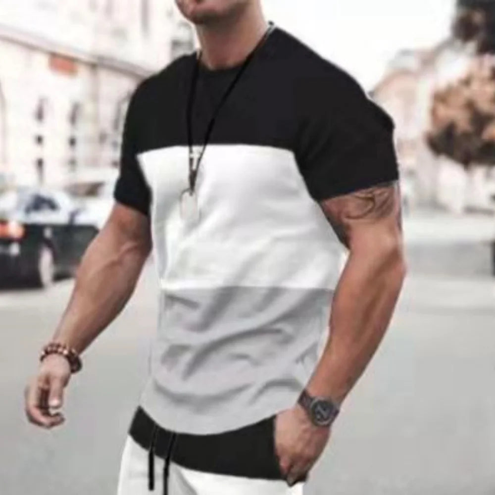 2023 New Men's T-shirt Checked Printed Oversized Loose Men's Top Holiday Casual Clothing Daily Outing Short-sleeved T-shirt Soft