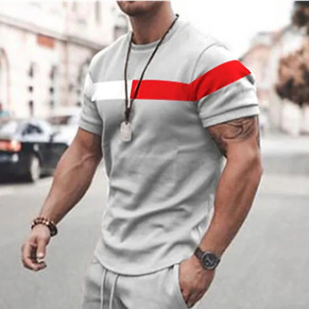 2023 New Men's T-shirt Checked Printed Oversized Loose Men's Top Holiday Casual Clothing Daily Outing Short-sleeved T-shirt Soft