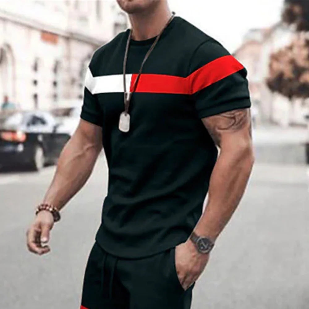 2023 New Men's T-shirt Checked Printed Oversized Loose Men's Top Holiday Casual Clothing Daily Outing Short-sleeved T-shirt Soft